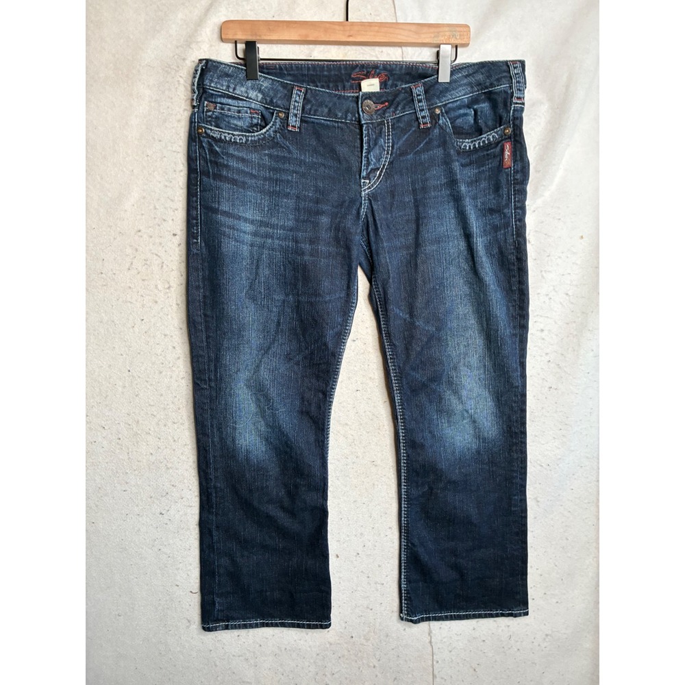 Silver Jeans Co Santorini Dark Wash Crop Denim Jeans Size 33 L1509SCM453